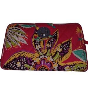 Vera Bradley Georgia Turnlock Wallet Rumba Pattern Zip Around Pink Floral